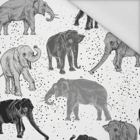 ELEPHANTS / white - Waterproof woven fabric