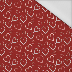 HEARTS (CONTOUR) / red (VALENTINE'S HEARTS) - Waterproof woven fabric