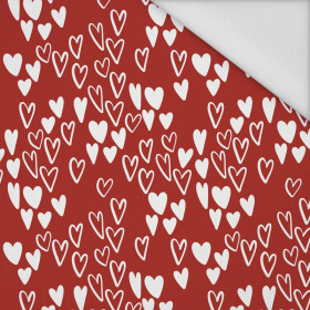 BUBBLE HEARTS / RED (BIRDS IN LOVE) - Waterproof woven fabric