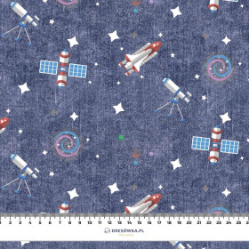 COSMIC MIX PAT. 3 (SPACE EXPEDITION) / ACID WASH DARK BLUE - looped knit fabric