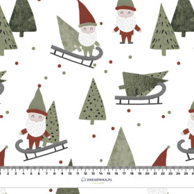 SLEDDING DWARFS (FOREST DWARFS) / WHITE - looped knit fabric