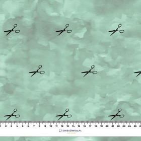 SCISSORS (minimal) / CAMOUFLAGE pat. 2 (modern mint) - Cotton woven fabric