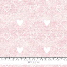 HEARTS AND RHOMBUSES / vinage look jeans (pale pink) - looped knit fabric