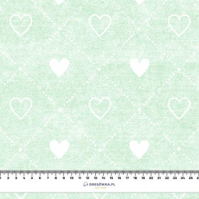 HEARTS AND RHOMBUSES / vinage look jeans (mint) - Cotton woven fabric