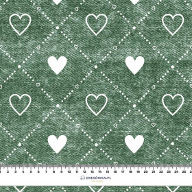 HEARTS AND RHOMBUSES / vinage look jeans (bottle green) - Waterproof woven fabric