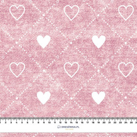 HEARTS AND RHOMBUSES / vinage look jeans (rose quartz) - Cotton woven fabric