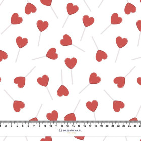 HEARTS (LOLLIPOPS) / white (BEARS IN LOVE) - Waterproof woven fabric