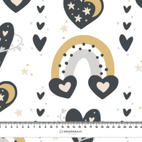 VALENTINE'S RAINBOW pat. 5 / white (RAINBOWS AND HEARTS) - Cotton woven fabric