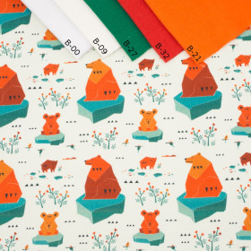 GEO BEARS ON ICE FLOES - looped brushed knit with elastane PDE250 