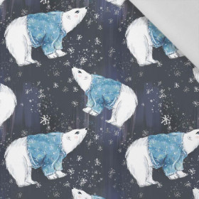WHITE BEARS IN SWEATERS / navy (ENCHANTED WINTER) - Cotton woven fabric