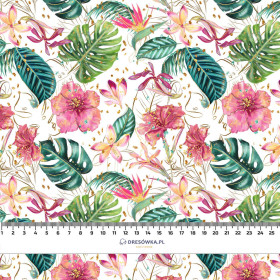 TROPICAL JUNGLE / white - viscose woven fabric