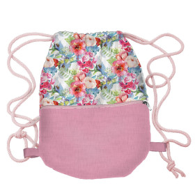 GYM BAG WITH POCKET - WILD ROSE PAT. 3 (IN THE MEADOW) - sewing set