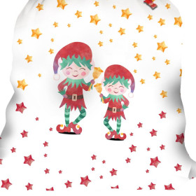 ELVES WITH BELLS (CHRISTMAS FRIENDS) - Cotton woven fabric panel / Choice of sizes