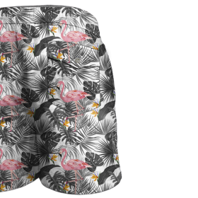 Men's swim trunks - FLAMINGOS WITH LEAVES 2.0 - sewing set