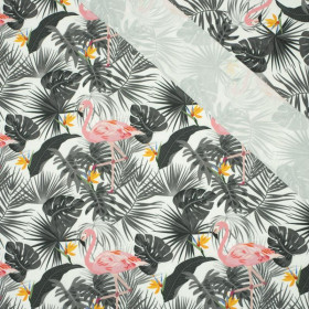 FLAMINGOS WITH LEAVES 2.0 - quick-drying woven fabric