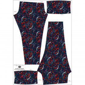 GIRLS THERMO LEGGINGS (DORA) - FOLK FLORAL pat. 1 / red (FOLK FOREST) - sewing set