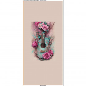 PILLOW 45X45 - GUITAR WITH ROSES - sewing set