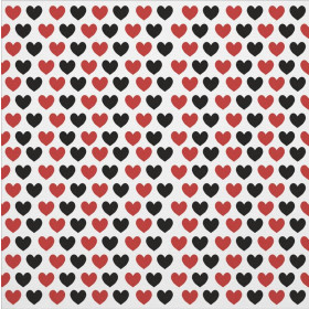 CUSHION PANEL - RED-BLACK HEARTS - HOME DECOR PREMIUM 