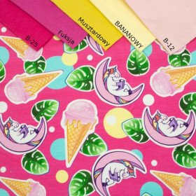 UNICORNS AND ICE CREAM / fuchsia - Viskose-Jersey WE210