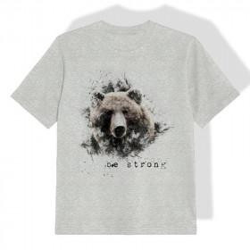 KID’S T-SHIRT (128/134) - BE STRONG (BE YOURSELF) - melange light grey- single jersey
