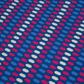 COLORFUL HEXAGONS / dark blue - POPLIN 100% cotton 