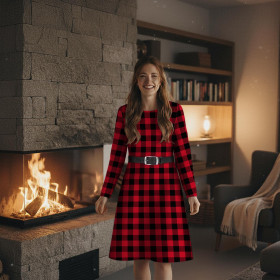 CHECK VICHY - MELANGE RED - looped knit fabric with elastane ITY