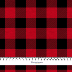CHECK VICHY - MELANGE RED - looped knit fabric with elastane ITY