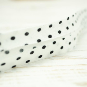 Cotton Bias Binding Tape in polka dots 15mm - white