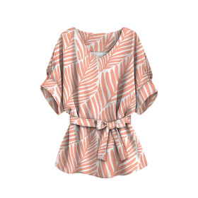LEAVES WZ. (apricot) - Cotton muslin