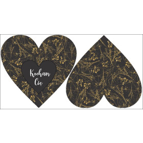 DECORATIVE PILLOW HEART - KOCHAM CIĘ / LEAVES pat. 12 (gold) 