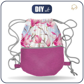 GYM BAG WITH POCKET - MAGNOLIAS - sewing set