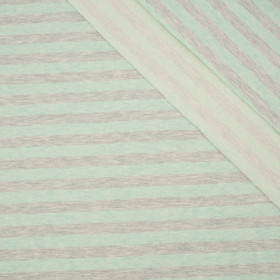 STRIPES 1x1 / melange mint - melange light grey - looped knitwear with elastan PE260