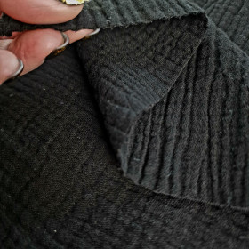 Cotton Muslin Double Gauze - BLACK