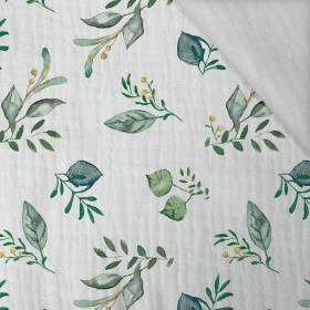 GREEN HERBARIUM / white - Cotton muslin