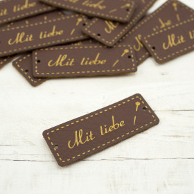 Mit liebe label - pin 1,5x4 cm - brown