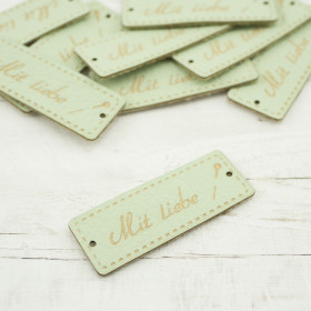 Mit liebe label - pin 1,5x4 cm - mint