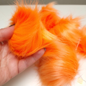 Eco fur pompom 12 cm - NEON ORANGE