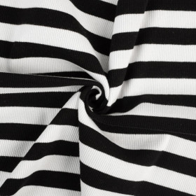 STRIPES / BLACK - Ribbed knit fabric