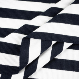 STRIPES / NAVY - Ribbed knit fabric
