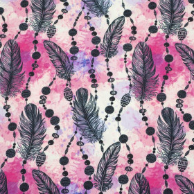 PINK FEATHERS AND BEADS - Waterproof woven fabric