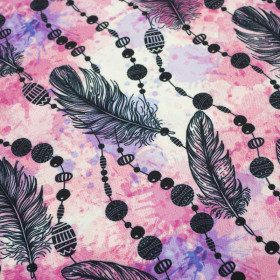 PINK FEATHERS AND BEADS - Waterproof woven fabric