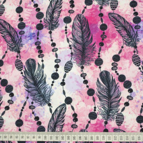PINK FEATHERS AND BEADS - Waterproof woven fabric