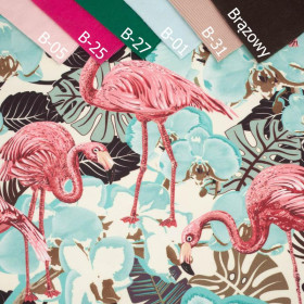 FLAMINGOS AND  MONSTERAS - looped knit fabric