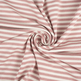 STRIPES PALE PINK / WHITE 0,5cm x 0,5cm - Viscose jersey