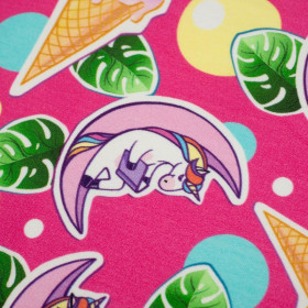 UNICORNS AND ICE CREAM / fuchsia - Viskose-Jersey WE210