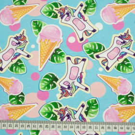 UNICORNS AND ICE CREAM / light blue - single jersey with elastane