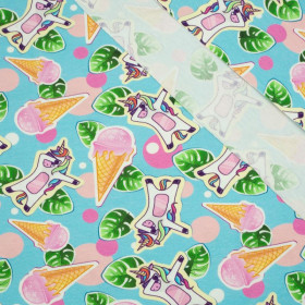 UNICORNS AND ICE CREAM / light blue - Viskose-Jersey WE210