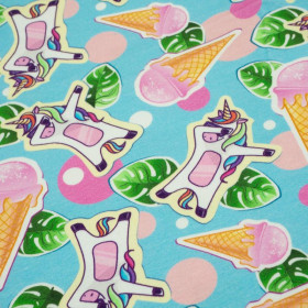 UNICORNS AND ICE CREAM / light blue - Viskose-Jersey WE210