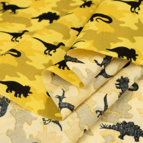 MINI DINO / CAMOUFLAGE YELLOW - POPLIN 100% cotton 