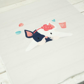 Dog with headband (J'adore Paris) / peach - panel looped knit 